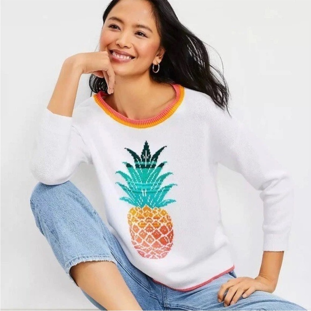 LOFT Multicolor Pineapple Sweater